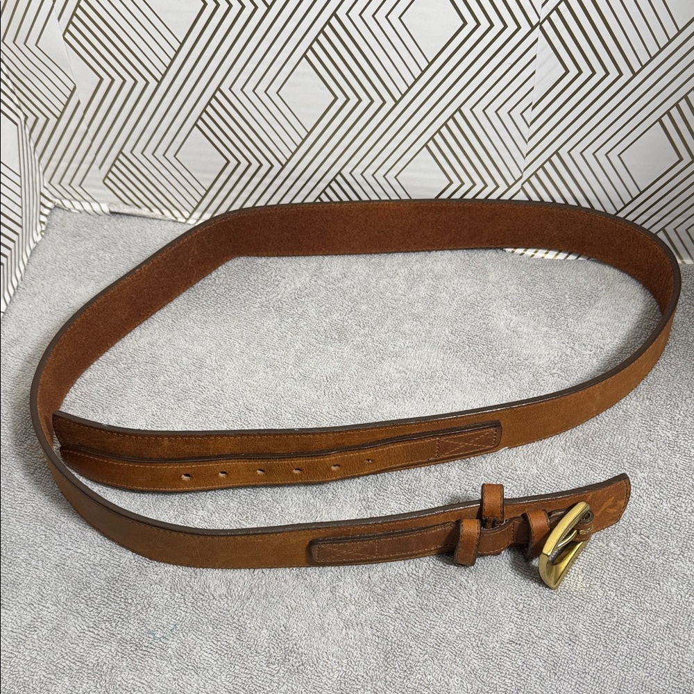 Cabela's belt men’s size 42 Tan Leather double layer of leather at buckle area